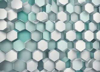 Naklejka premium Abstract Hexagonal Pattern A Modern Geometric Design Featuring Interlocking Shapes in Shades of White and Teal
