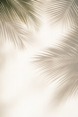 Obraz premium Tropical Palm Shadows: A minimalist photograph of the elegant silhouette of palm leaves casting delicate shadows on a bright, airy background, conjuring a sense of relaxation and escape. 