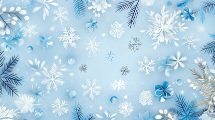 Winter Festive Pattern Background With Snowflakes