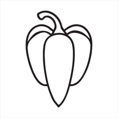 Single one line Single bell pepper silhouette on white background
