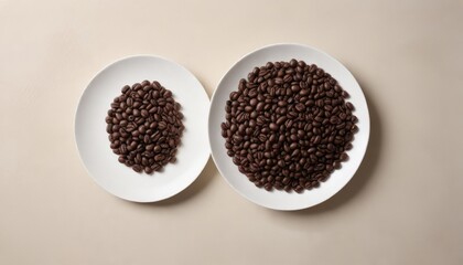 A visual comparison of coffee bean portions on two different sized plates