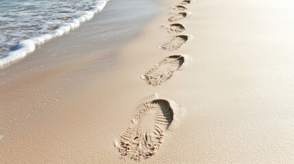 Footprints on sandy beach coastal location nature daylight environment tranquil viewpoint