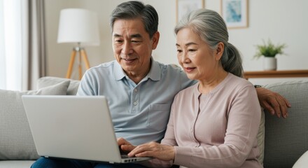 Elderly Couple Enjoying Technology Together