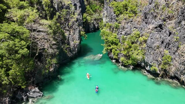 4K Aerial View of a lagoon in Palawan, Philippines