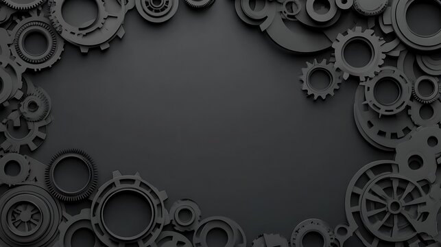Dark grey gears frame, background