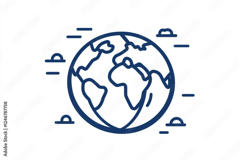 Aufkleber A clean minimalist icon of a globe with longitude and latitude lines