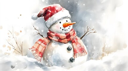 A Festive Snowman In Winter Wonderland Setting