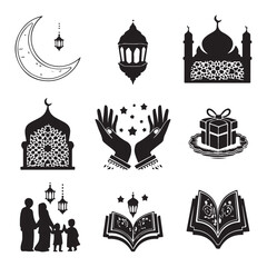 Eid Gift Silhouette – Beautiful Gift Ideas for Eid Celebration Ramadan with lentern design Background
