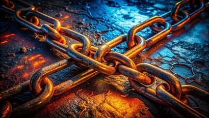 Intertwined Metal Chains: Abstract Drone Photography Dark Background