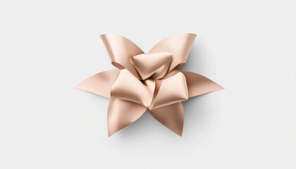 Luxurious champagne satin bow with smooth folds and elegant ribbons, clean and minimalist presentation on a white background