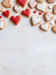 Fototapeta premium Bake Love Valentine's Day Cookie Set Kitchen Food Photography Bright Romantic Theme