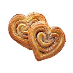 Fototapeta premium Two Heart-Shaped Palmier Pastries, Isolated on Transparent Background