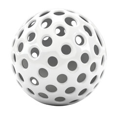 White sports ball with holes, isolated background