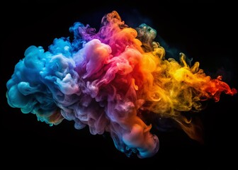 Isolated Smoke Puffs on Black Background - High-Resolution Stock Photo