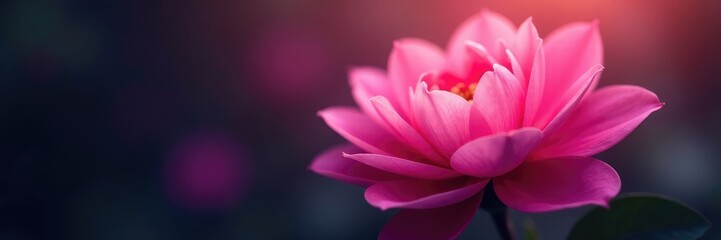 Petals of pink flower glowing softly under UV light, floral, plant life