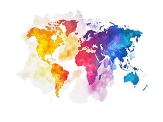 Colorful world map illustration, white background