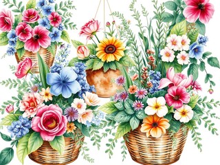 Obraz premium Painted Pleasures: Watercolor Flourishes Bringing Nature Indoors