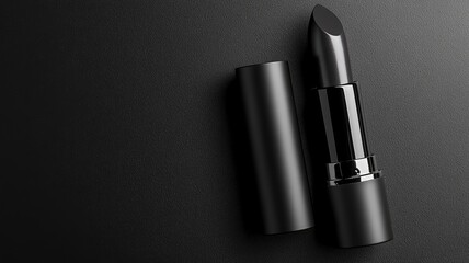 Sleek black lipstick on dark background