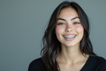 Fototapeta premium smiling girl with braces