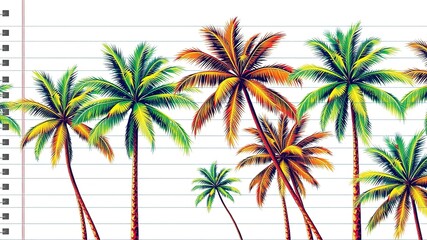 Obraz premium Palm Paradise: Tropical-Themed Lined Paper for Summertime Scribbles