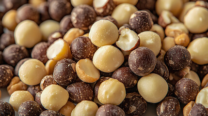 Assorted Coated Nuts with Different Textures and Colors on Display