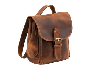 Leather backpack, isolated on white background