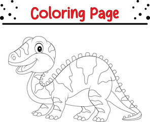 happy Dinosaur Coloring book page. Jungle Animal coloring page