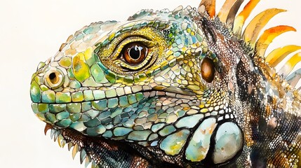 Fototapeta premium Vibrant Watercolor Painting Of An Iguana