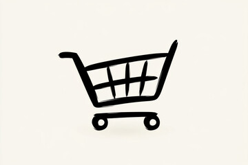 A black and white drawing of a shopping cart