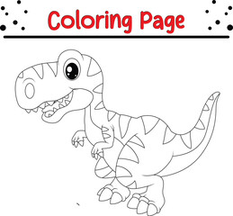 happy Dinosaur Coloring book page. Jungle Animal coloring page
