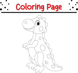 Cute Dinosaur Coloring book page. Jungle Animal coloring page