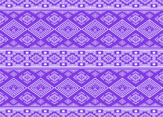 Elegant seamless geometric pattern in a rich purple hue, featuring intricate traditional  motifs.  Perfect for fabric, textile, wrapping, ornament and decoration.