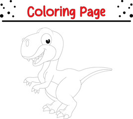 Cute Dinosaur Coloring book page. Jungle Animal coloring page