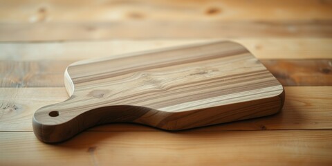 Fototapeta premium Rustic Wooden Cutting Board with Handle, Ideal for Kitchen Prep and Serving