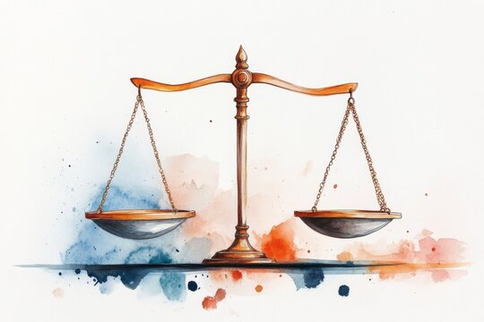 A delicate watercolor illustration of a balance scale weighing supply and demand