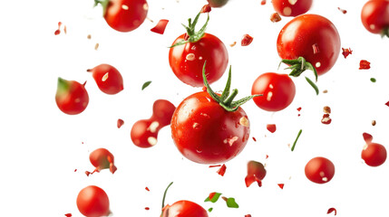 red peppers falling into water