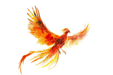 Obraz premium Elegant glowing phoenix bird showcasing ethereal beauty and strength isolated on transparent background