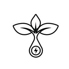 sustainable icon. green energy vector. tree and lightning symbol. reuse, recycle, net zero, green energy, eco friendly concept. Line design style