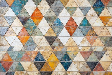 Fototapeta premium Colorful mosaic pattern featuring diverse geometric shapes in a vibrant design