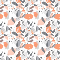 Seamless watercolor floral pattern - green leaves and branches composition on background, perfect for wrappers, wallpapers, postcards, greeting cards, wedding invitations, romantic events