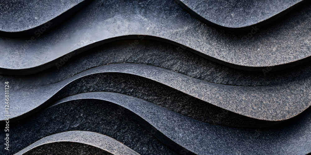 Aufkleber Abstract Textured Wave Pattern in Dark Grey Tones Creating a Modern Artistic Background Effect : Generative AI