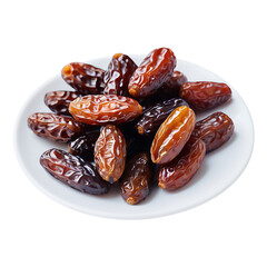 Organic Dates in a Pile, Isolated on White Background