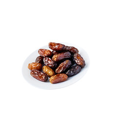 Organic Dates in a Pile, Isolated on White Background