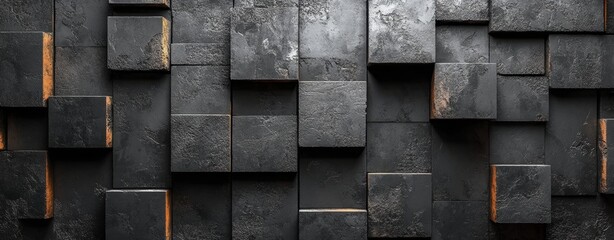 Abstract Dark Grey and Black Cube Texture Background