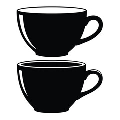 Vintage Tea cup silhouette vector.