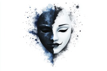A simple vector illustration of a theater mask representing comedy and tragedy
