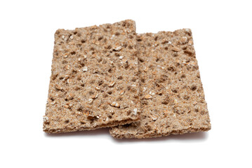 Two Crispbread Pieces on white background