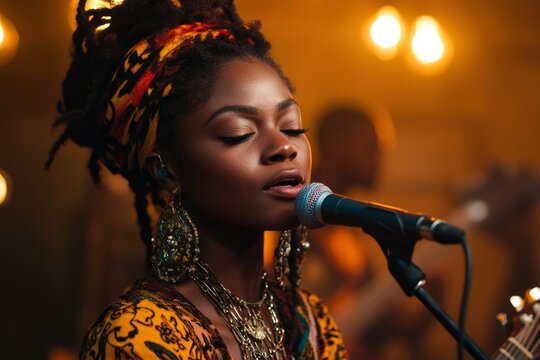 A spoken word poet delivering a heartfelt performance in a cozy caf&Atilde;&copy;