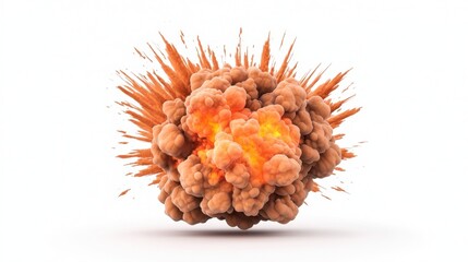 Fiery Orange Explosion Cloud Isolated on White Background Abstract 3D Render