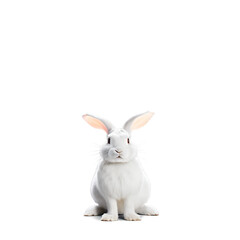 Fototapeta premium Rabbit in Natural Pose, Isolated on White Background